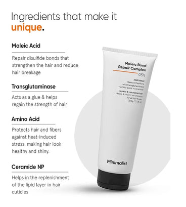 Minimalist Maleic Bond Repair Complex 05% haarmasker