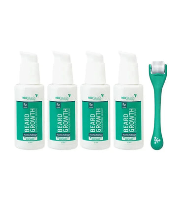 4x Neofollics baardgroei serum + gratis baardroller