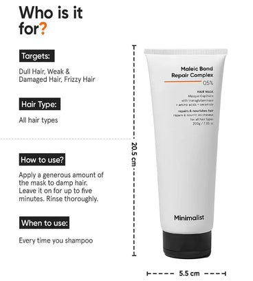 Minimalist Maleic Bond Repair Complex 05% haarmasker