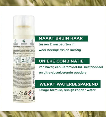 Klorane droogshampoo alle haartypes Havermelk - donker haar (150 ml)