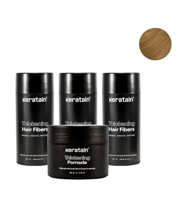 3x Keratain haarvezels + gratis Keratain pommade - Donkerblond (25 gr)