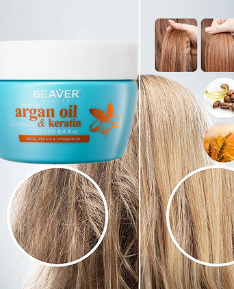 Beaver Argan Oil & Keratin repair haarmasker (250 ml)